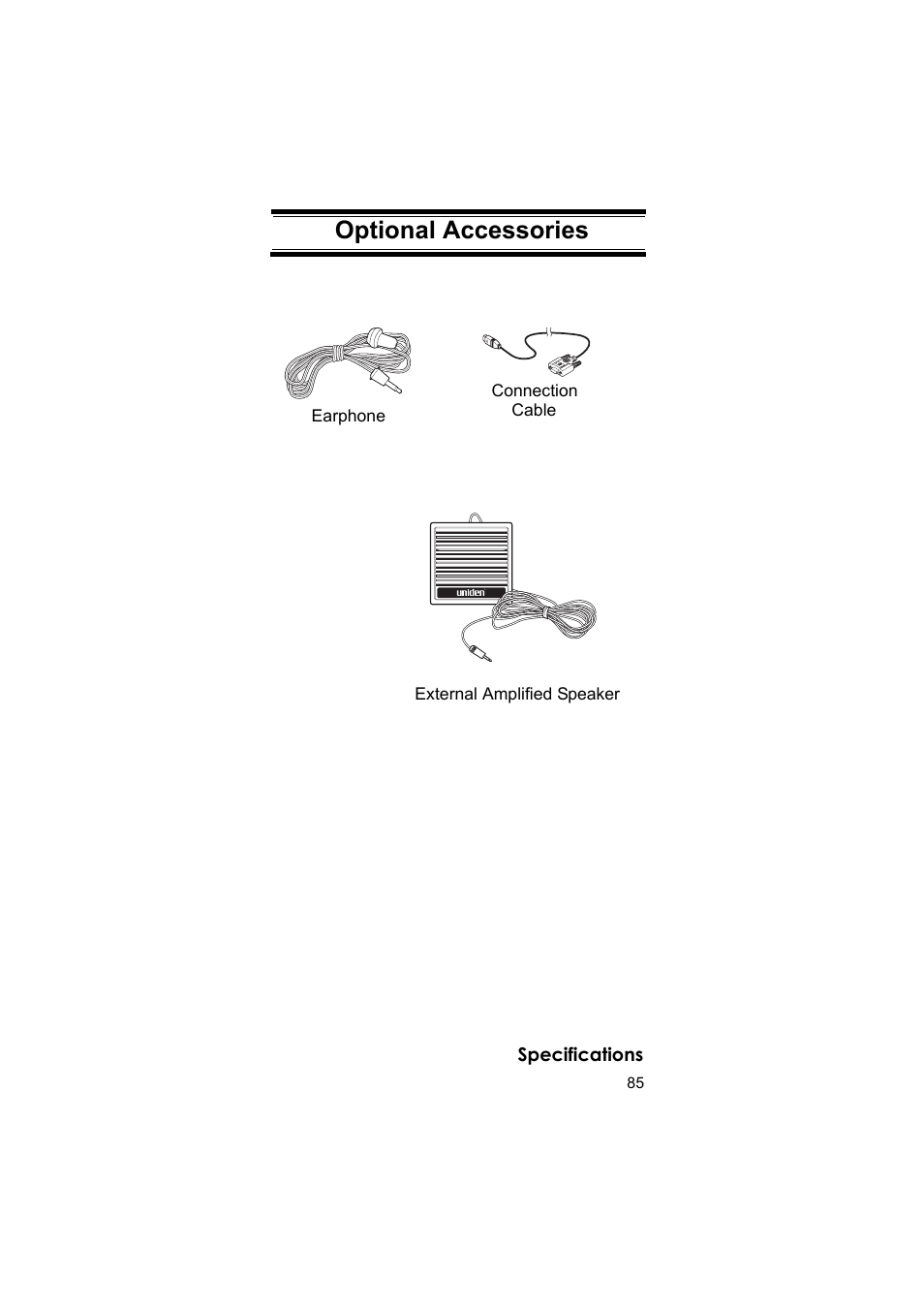 Optional accessories | Uniden BEARCAT UBC3500XLT User Manual | Page 85 / 94