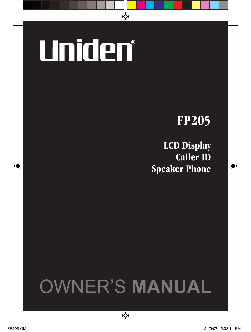 Uniden FP205 User Manual | 12 pages