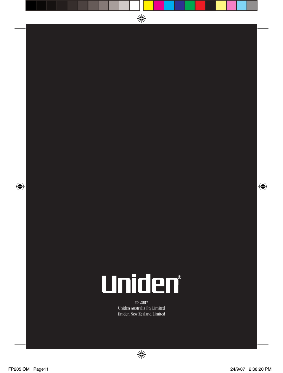 Uniden FP205 User Manual | Page 12 / 12