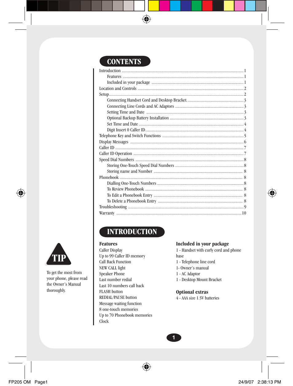 Uniden FP205 User Manual | Page 2 / 12