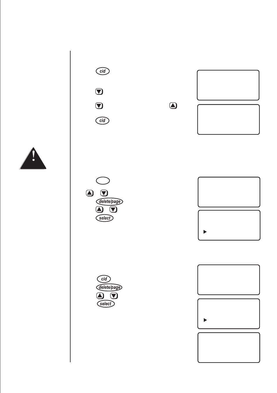 Deleting all caller id names/numbers, Viewing the caller id message list, Deleting information from the caller id list | Uniden 2155 User Manual | Page 23 / 32
