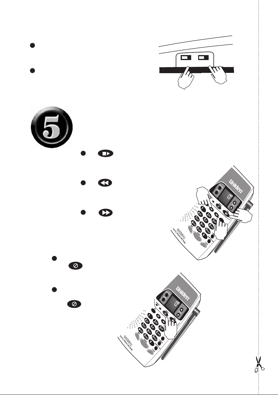 Using the answering system, Quick start guide, Initial settings | Ring time, Record time, Press - new messages play first, Press during playback of messages | Uniden 2155 User Manual | Page 6 / 32