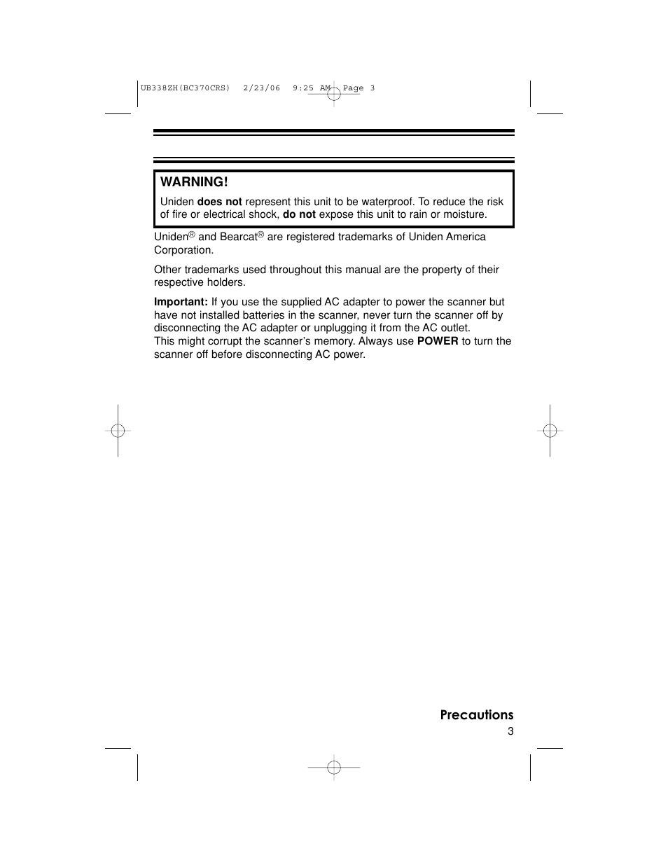 Uniden BC370CRS User Manual | Page 3 / 40
