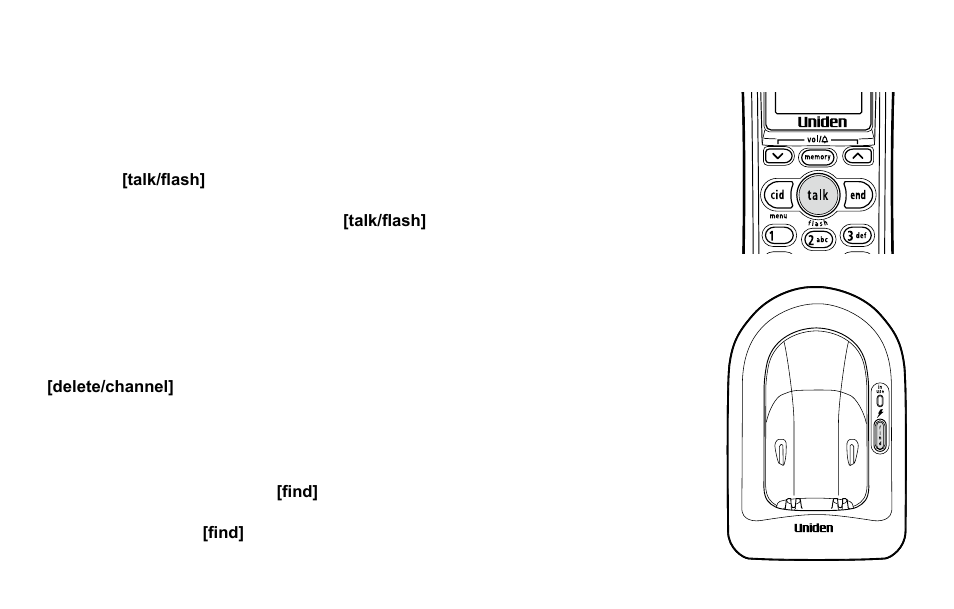 Using call waiting, Selecting a different channel, Find handset | Using call waiting selecting a different channel | Uniden EXI4560 User Manual | Page 27 / 48