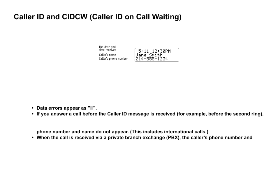 Caller id and cidcw (caller id on call waiting) | Uniden EXI4560 User Manual | Page 29 / 48