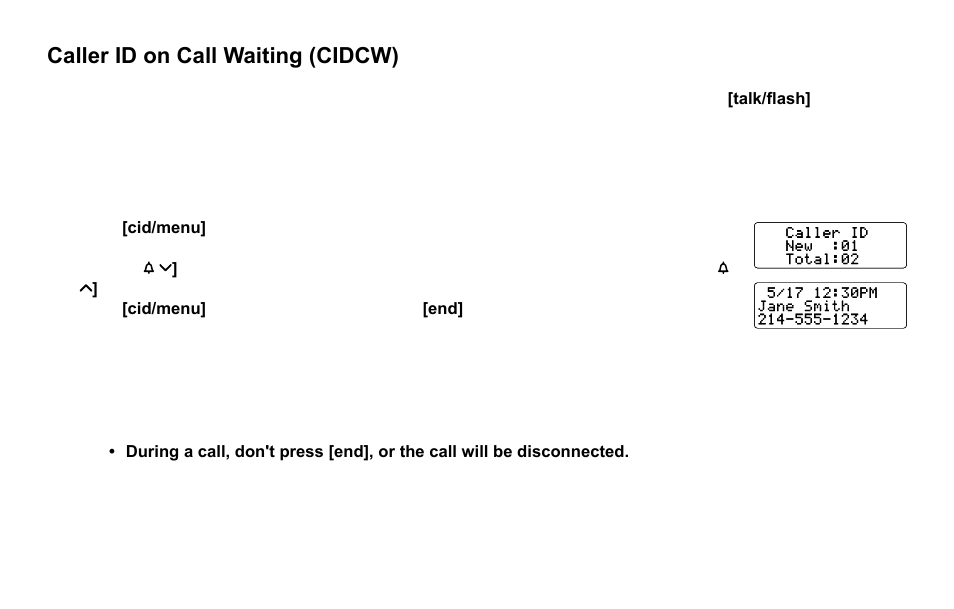 Caller id on call waiting (cidcw), Viewing the caller id message list | Uniden EXI4560 User Manual | Page 30 / 48