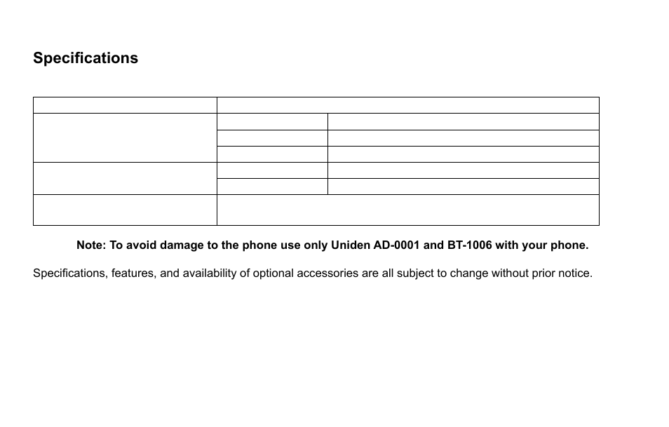 Maintenance, Specifications, Power failure | Uniden EXI4560 User Manual | Page 33 / 48