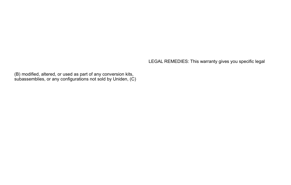 One year limited warranty | Uniden EXI4560 User Manual | Page 43 / 48