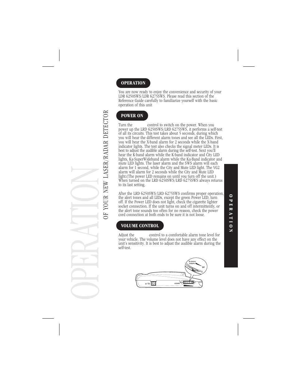 Oper at ion | Uniden LRD 6250SWS User Manual | Page 15 / 23