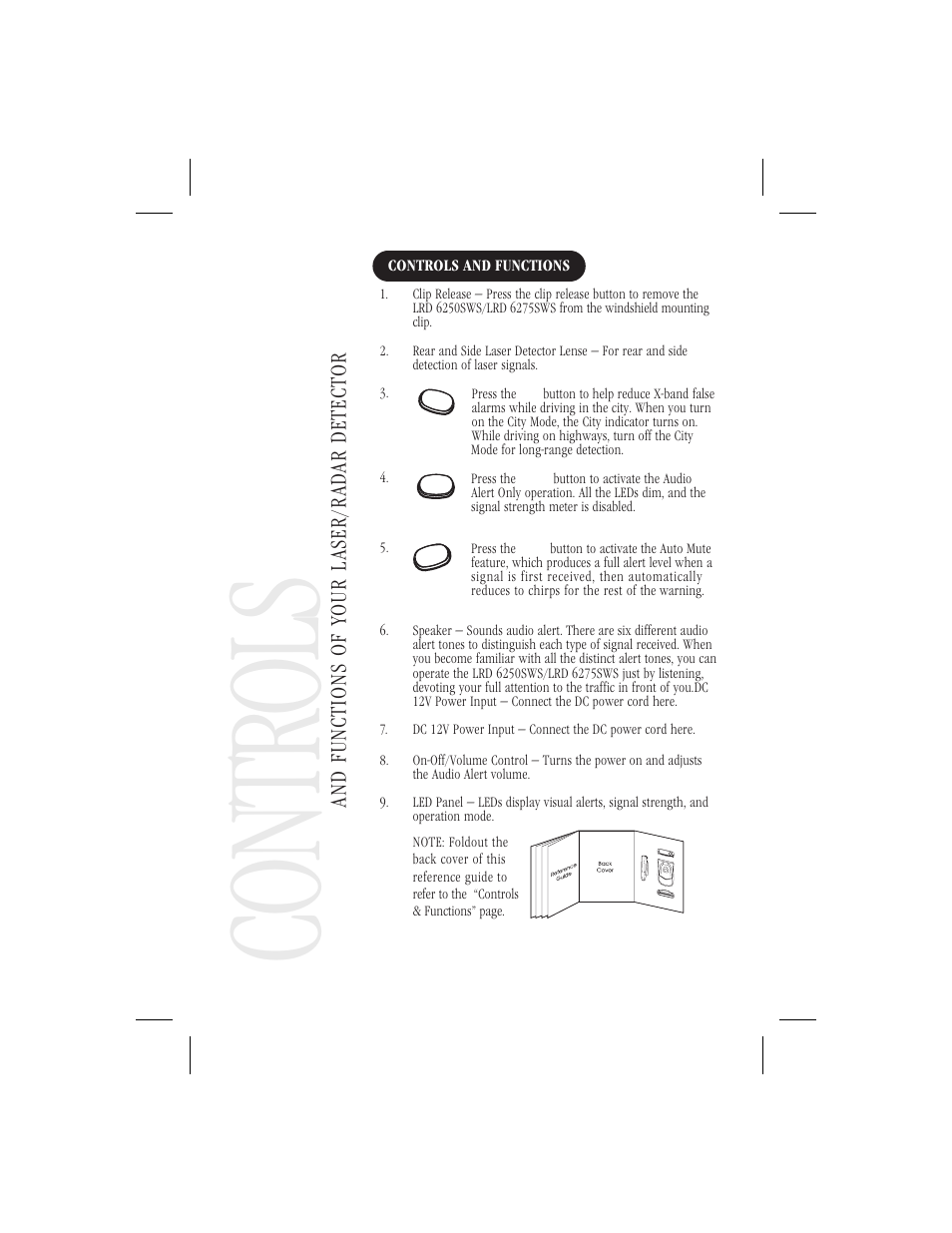 Contr ols | Uniden LRD 6250SWS User Manual | Page 8 / 23