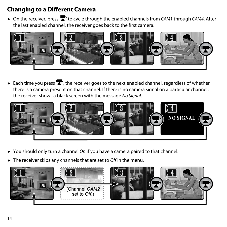 Changing to a different camera | Uniden UDW-10003 User Manual | Page 14 / 24