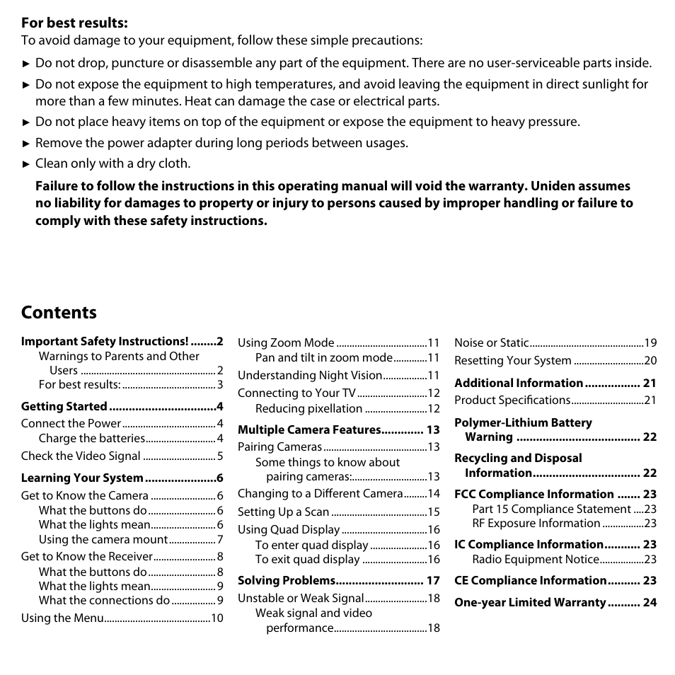 Uniden UDW-10003 User Manual | Page 3 / 24