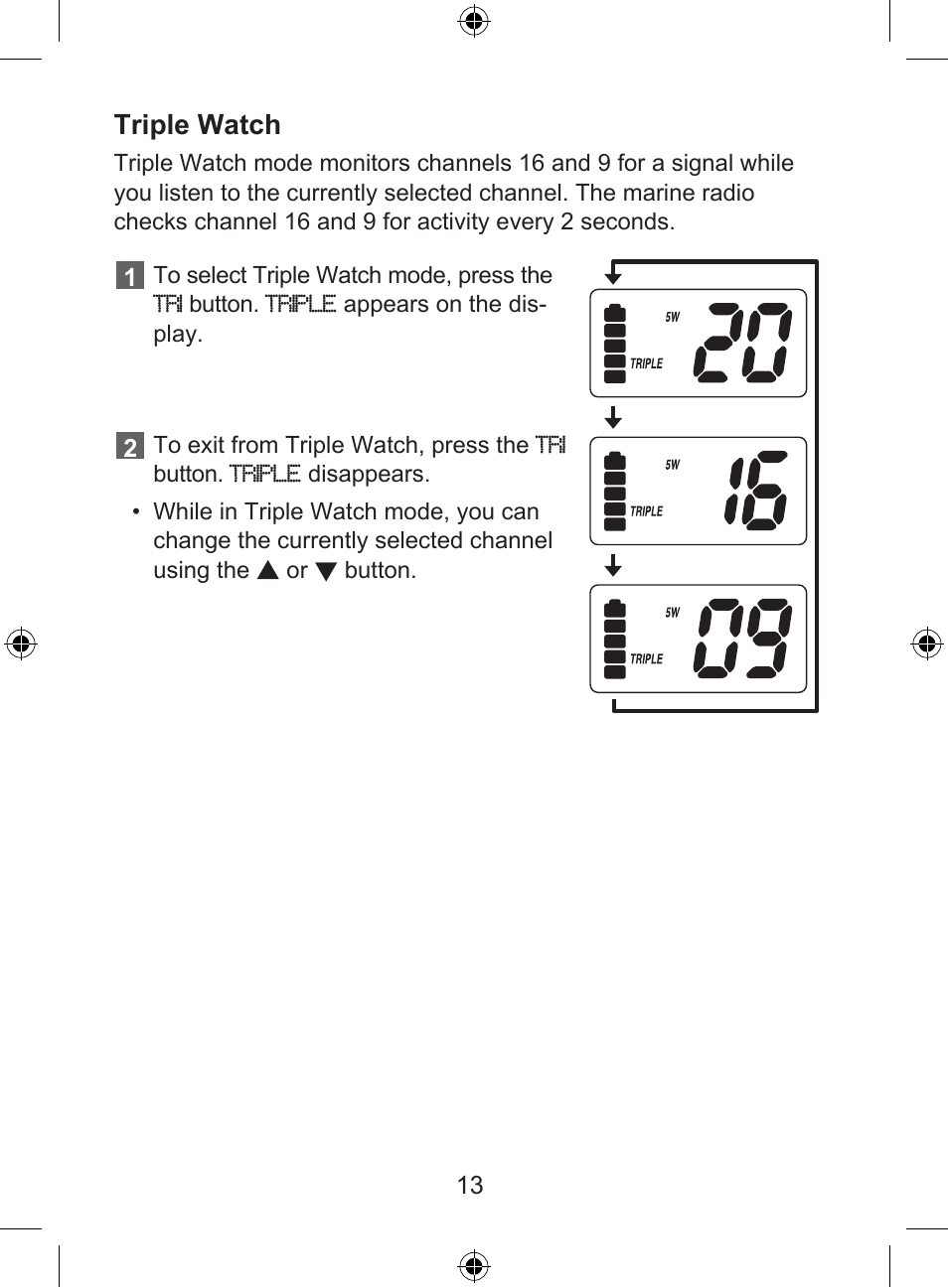 Triple watch | Uniden 250 User Manual | Page 15 / 28