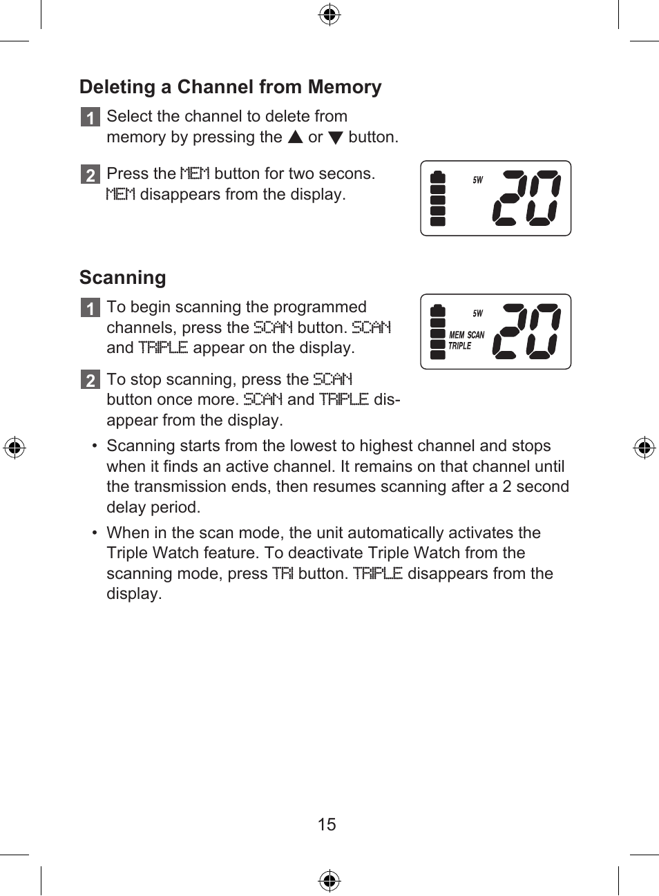 Scanning | Uniden 250 User Manual | Page 17 / 28