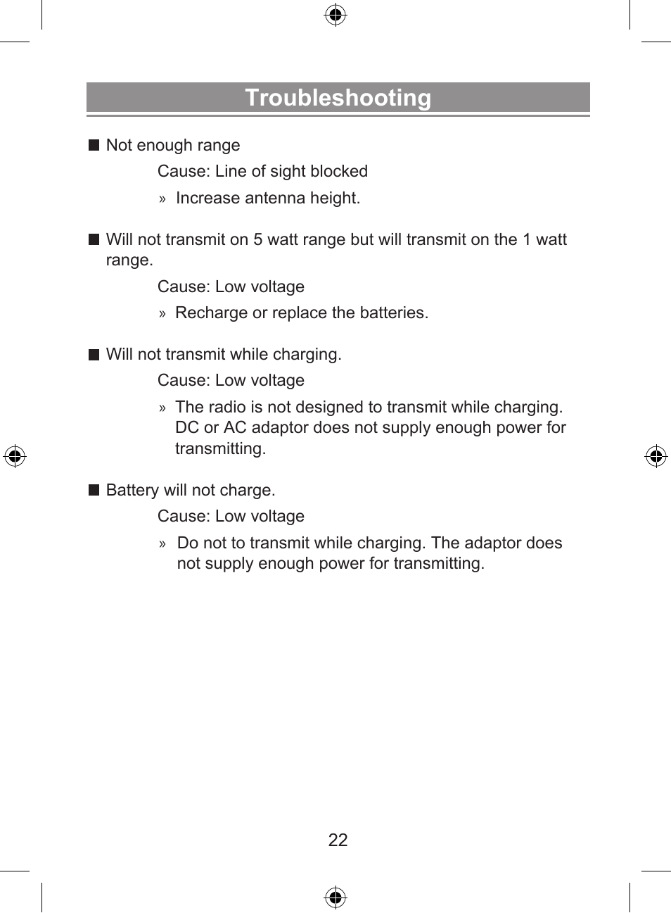 Troubleshooting | Uniden 250 User Manual | Page 24 / 28