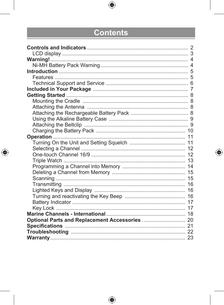 Uniden 250 User Manual | Page 3 / 28