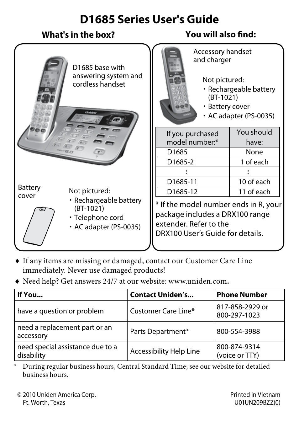 Uniden D1685 User Manual | 24 pages