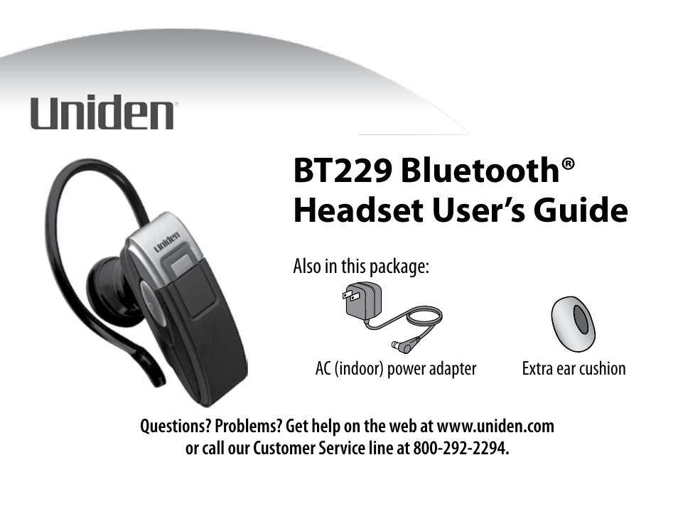 Uniden BT229 User Manual | 16 pages