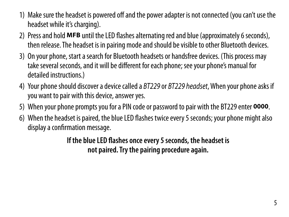 Uniden BT229 User Manual | Page 5 / 16