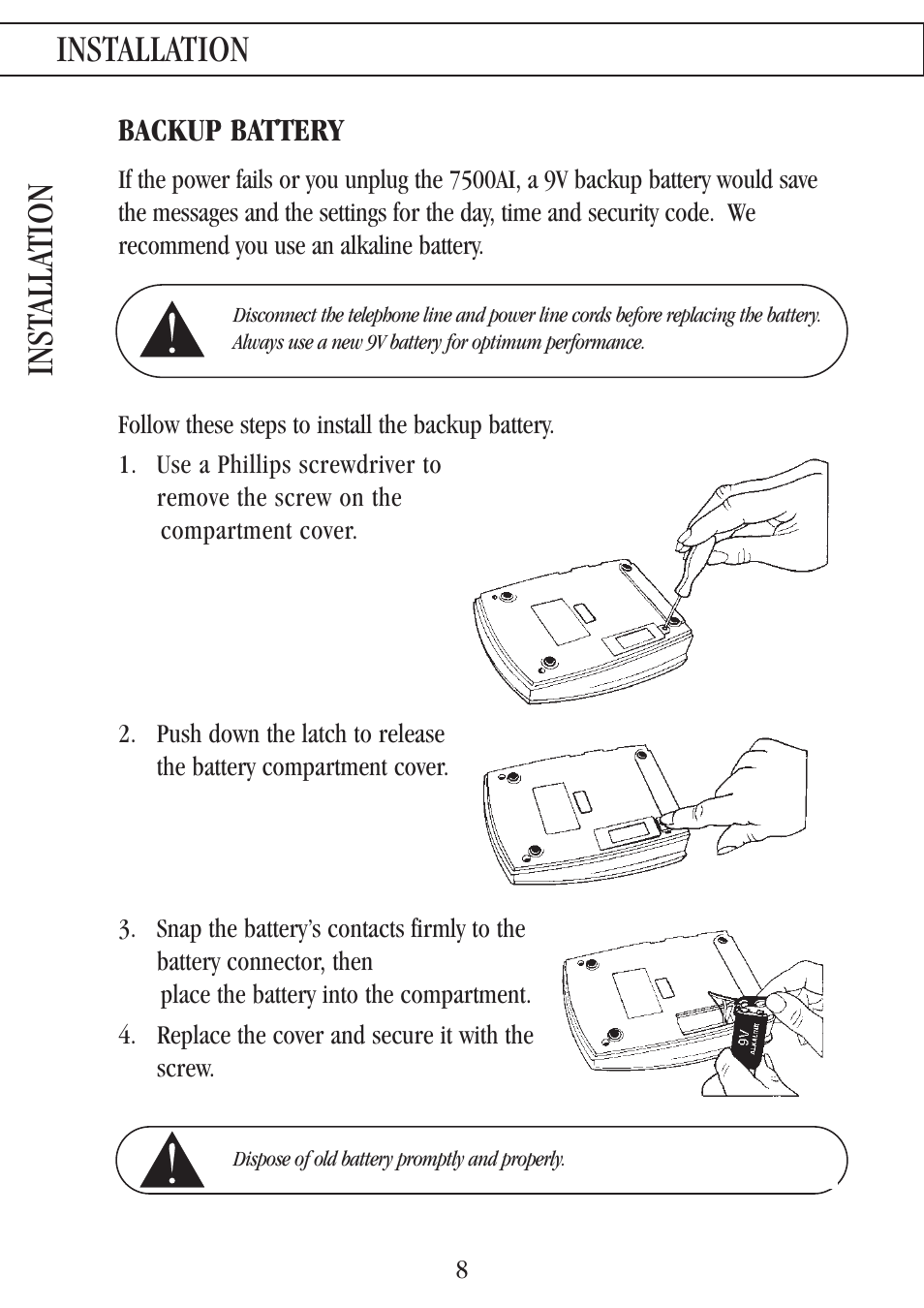 Installation, Inst alla tion | Uniden 7500AI User Manual | Page 11 / 39