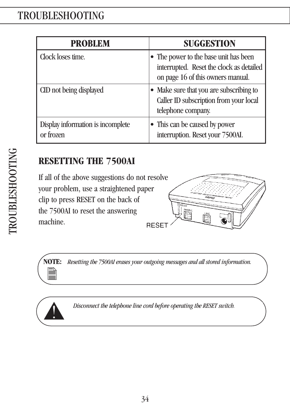 Troubleshooting, Warranty troubleshooting w arranty | Uniden 7500AI User Manual | Page 37 / 39