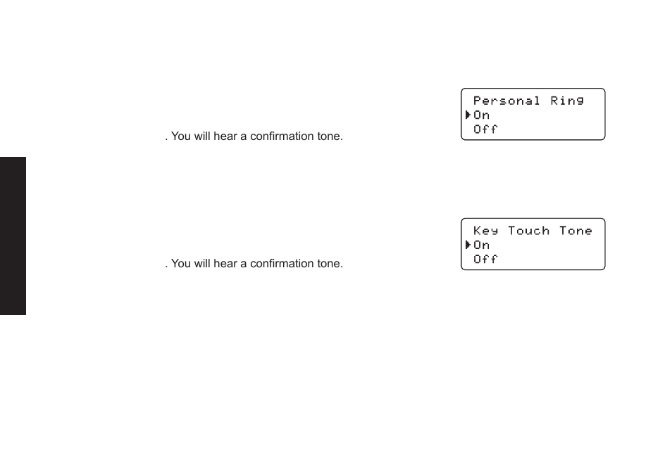 Activating personal ring (handset only), Activating the key touch tone | Uniden DECT2085 User Manual | Page 22 / 72