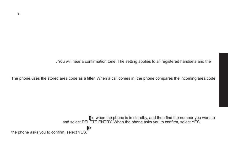 Deleting caller id numbers, Deleting.caller.id.numbers | Uniden DECT2085 User Manual | Page 37 / 72