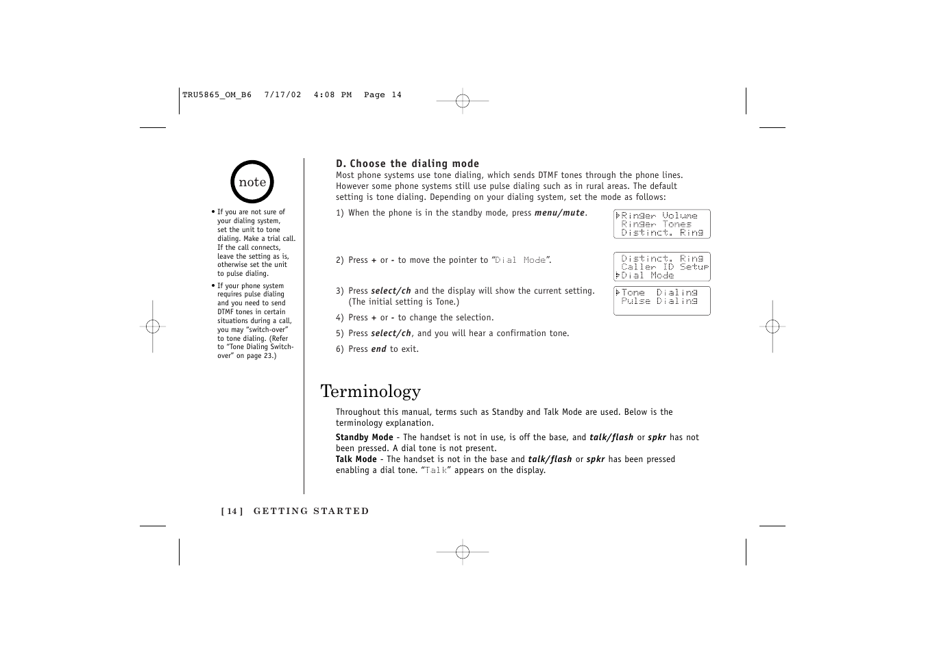 Terminology | Uniden Cordless Telephon User Manual | Page 15 / 57
