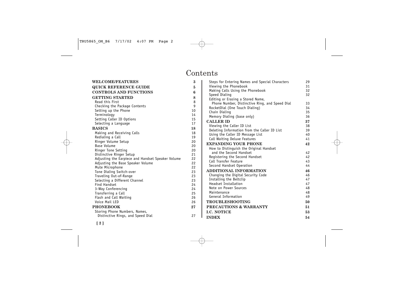 Uniden Cordless Telephon User Manual | Page 3 / 57