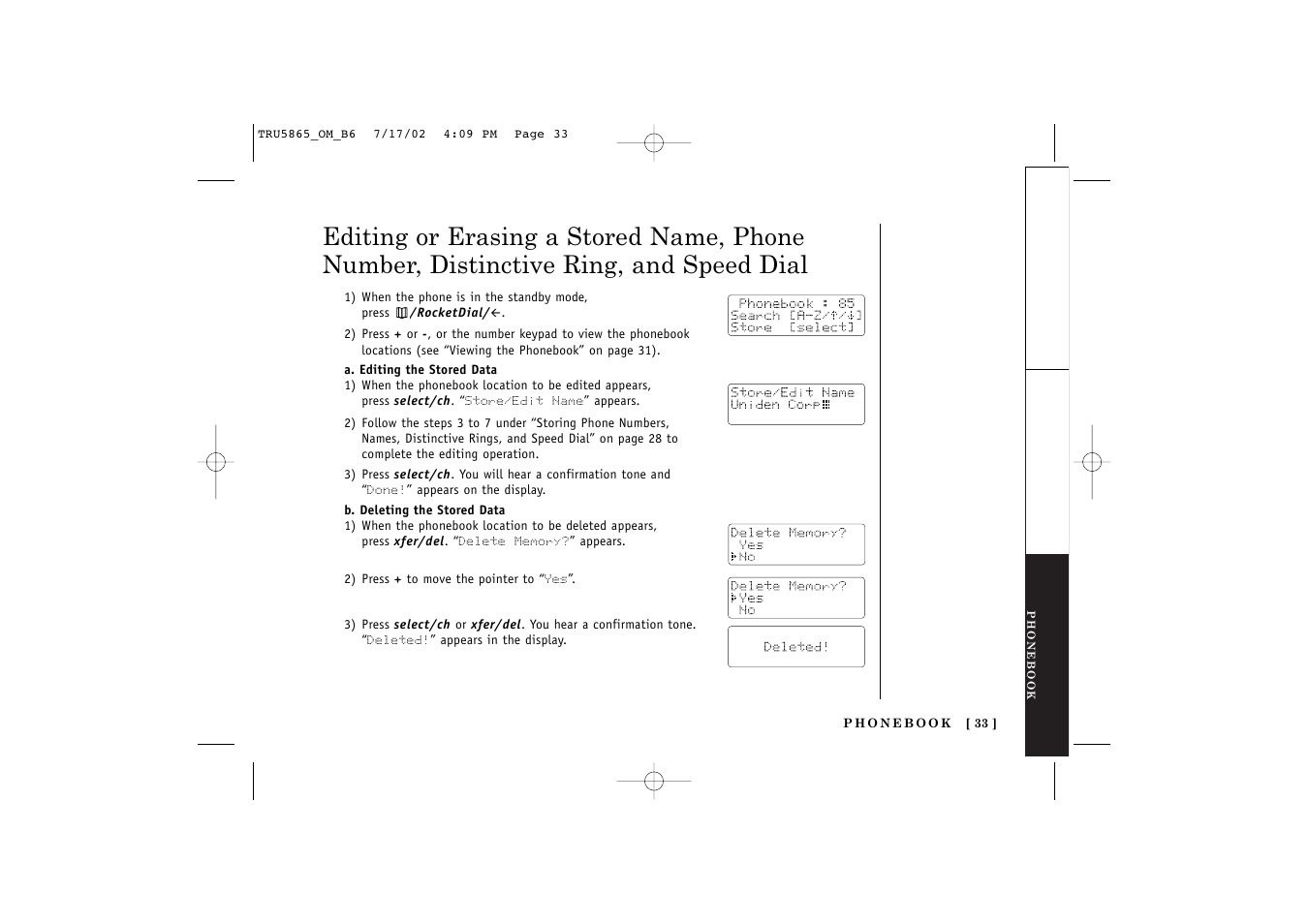 Uniden Cordless Telephon User Manual | Page 34 / 57