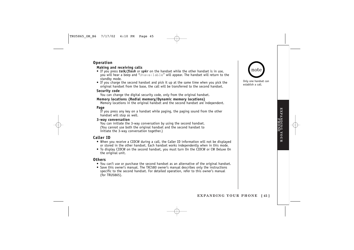 Uniden Cordless Telephon User Manual | Page 46 / 57