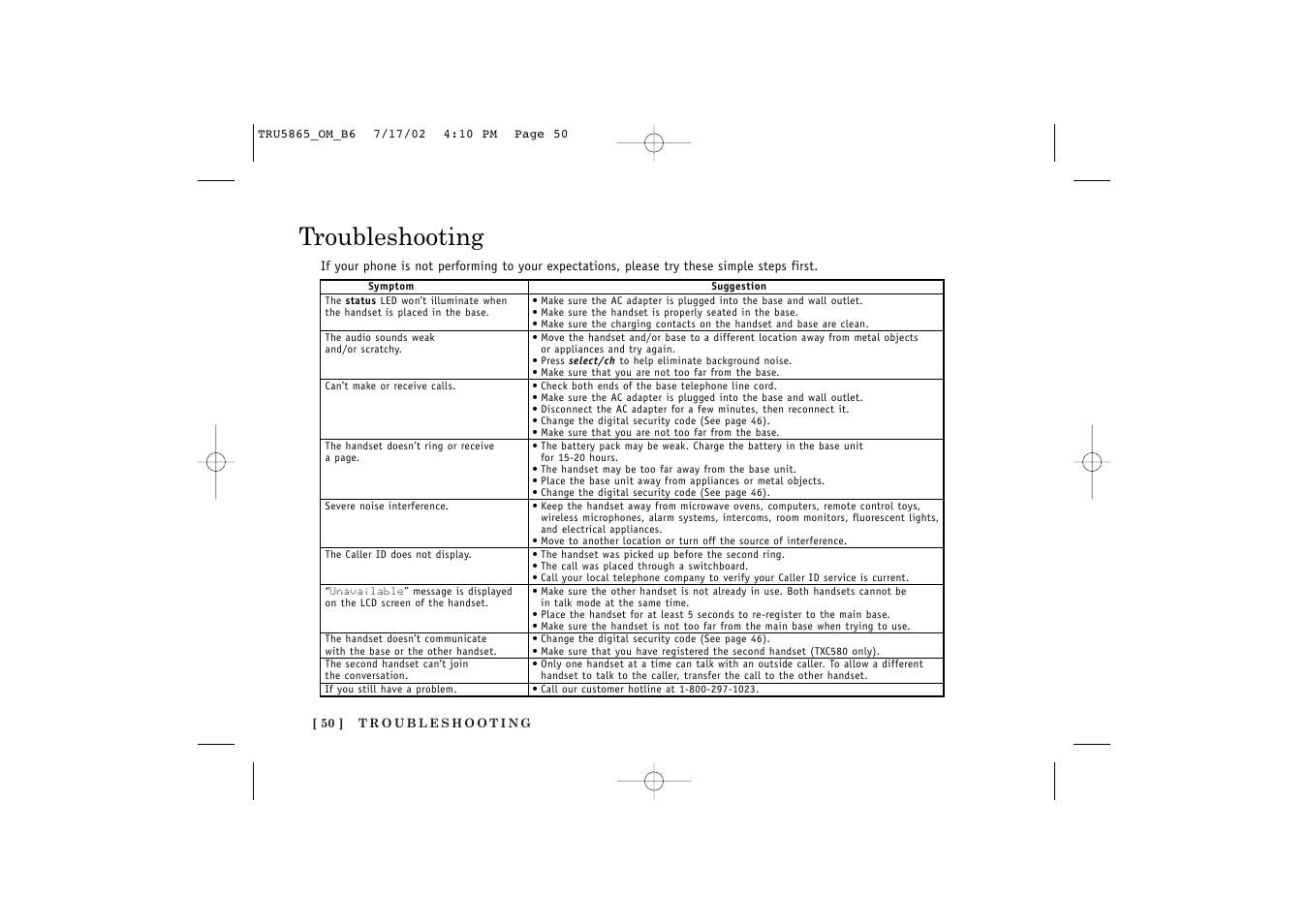 Troubleshooting | Uniden Cordless Telephon User Manual | Page 51 / 57