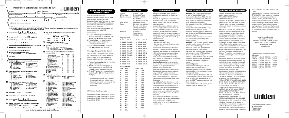 Uniden GMRS750 User Manual | Page 2 / 2