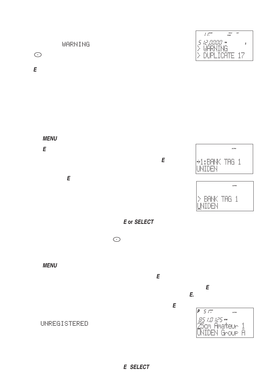 Duplicate frequency alert, Warning, Storing text tags | Unregistered | Uniden UBC780XLT User Manual | Page 29 / 92