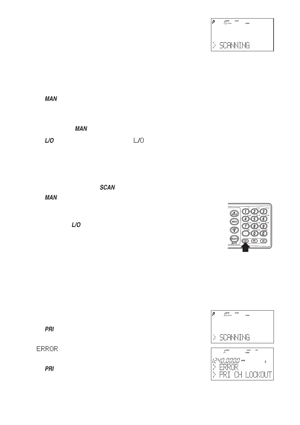 Restoring a locked-out channel, Restoring all locked-out channels, Priority scan | Error | Uniden UBC780XLT User Manual | Page 34 / 92