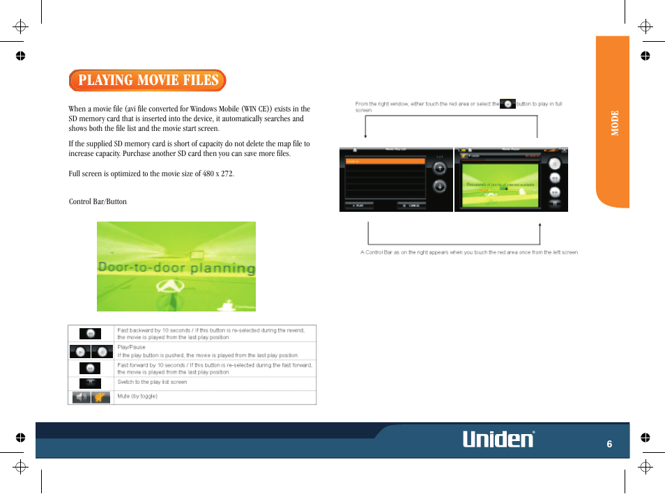 Playing movie files | Uniden GNS8435 User Manual | Page 13 / 120