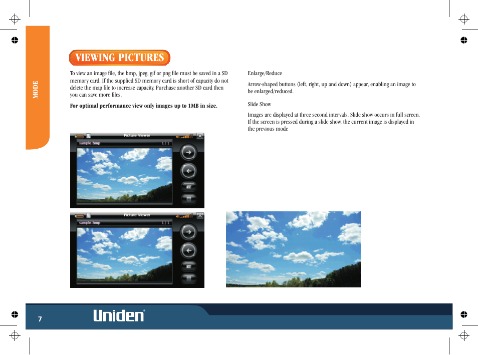 Viewing pictures | Uniden GNS8435 User Manual | Page 14 / 120