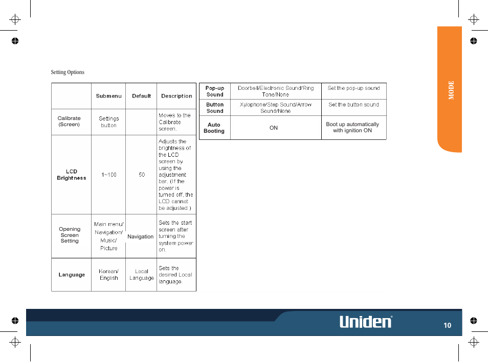 Mo d e | Uniden GNS8435 User Manual | Page 17 / 120