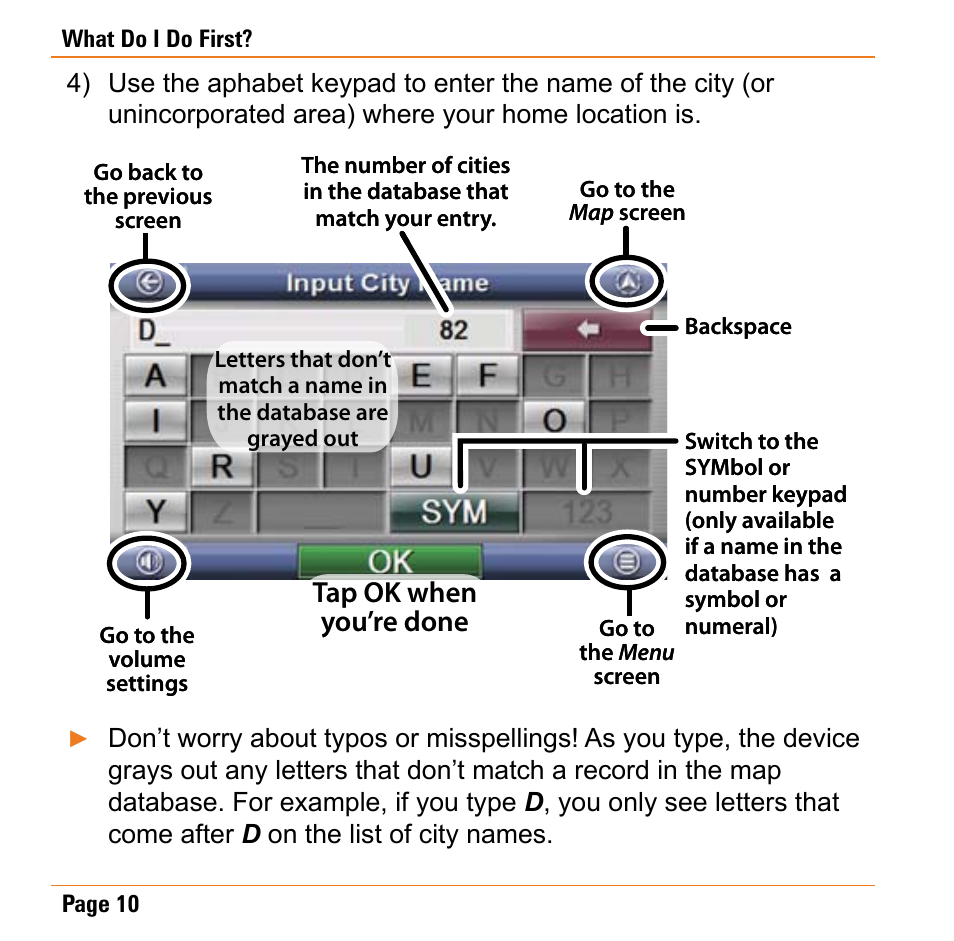 Tap ok when you’re done | Uniden TRAX430 User Manual | Page 10 / 84