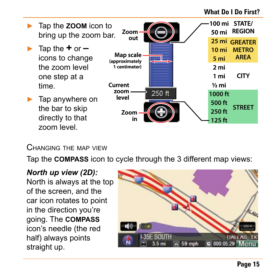 Changing the map view | Uniden TRAX430 User Manual | Page 15 / 84