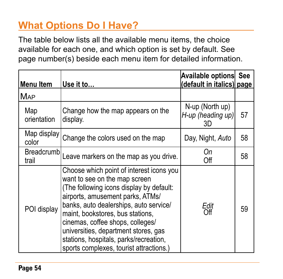 What options do i have | Uniden TRAX430 User Manual | Page 54 / 84