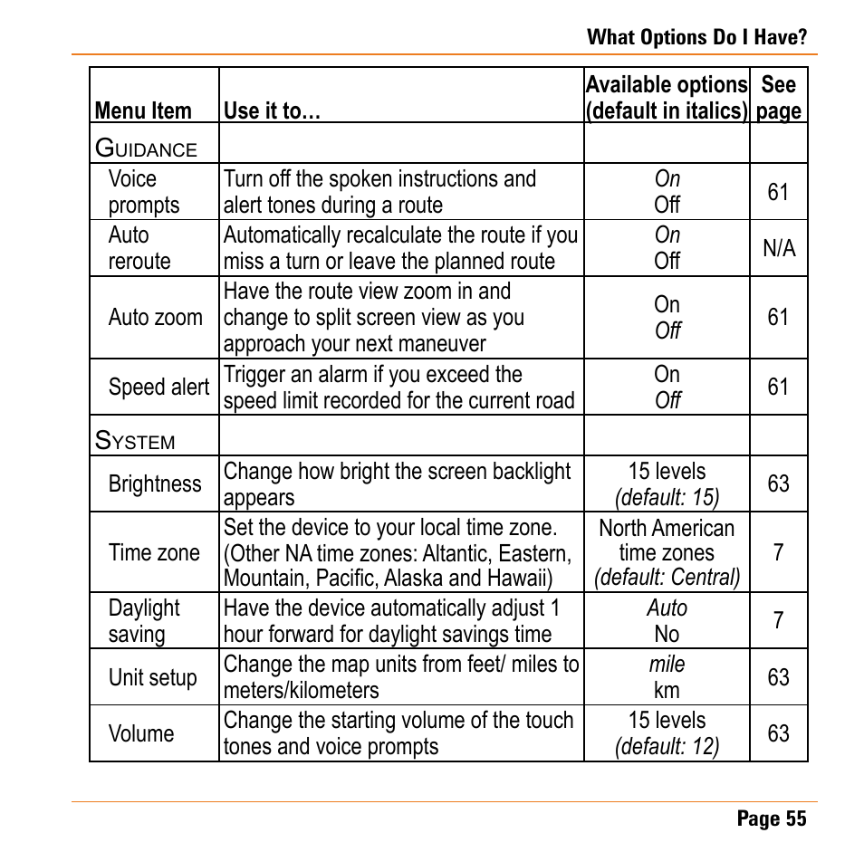 Guidance, System | Uniden TRAX430 User Manual | Page 55 / 84