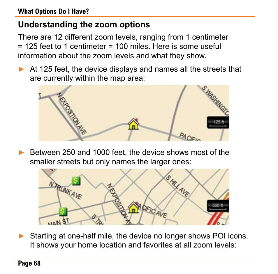 Understanding the zoom options | Uniden TRAX430 User Manual | Page 68 / 84
