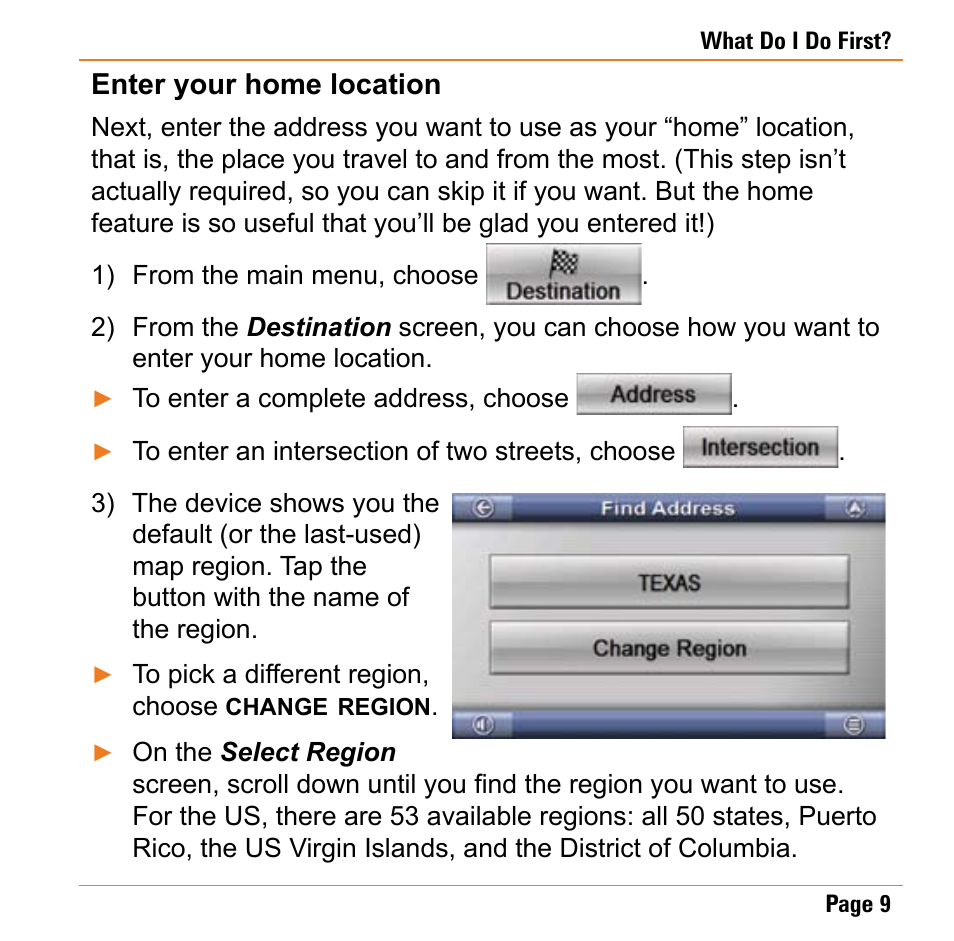 Enter your home location | Uniden TRAX430 User Manual | Page 9 / 84