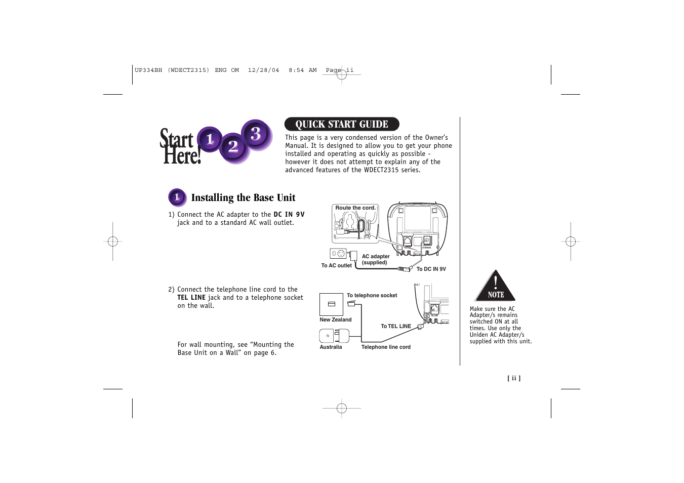 Start here | Uniden 2315 User Manual | Page 3 / 60