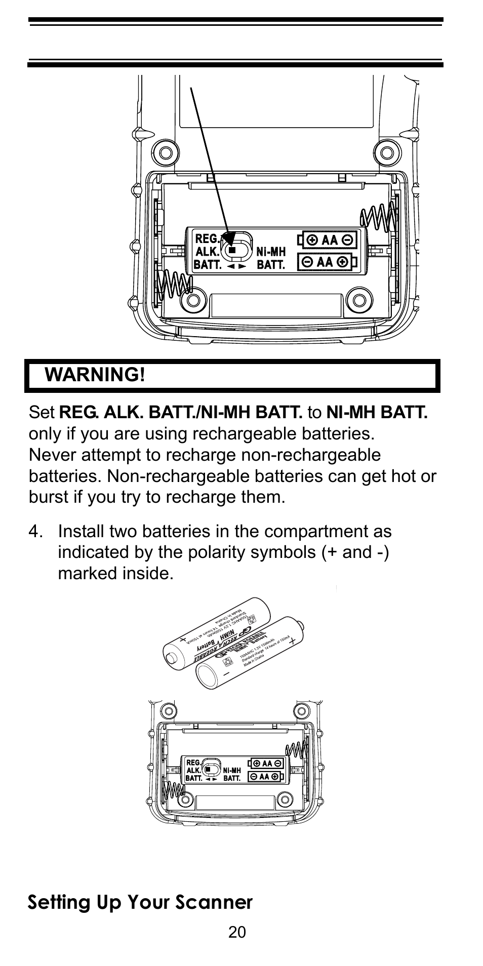 Setting up your scanner warning | Uniden BEARCAT BC95XLT User Manual | Page 20 / 64