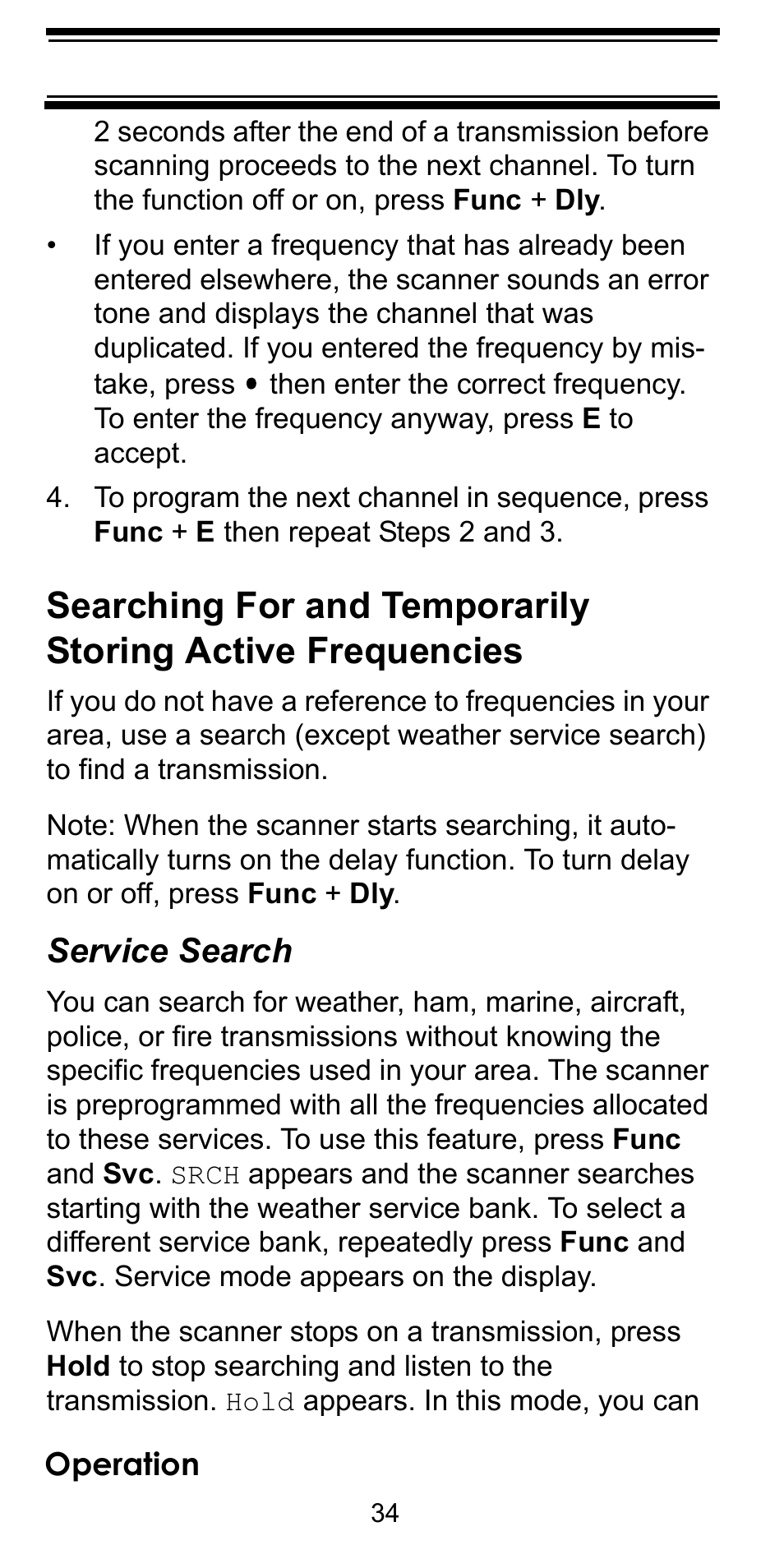 Service search | Uniden BEARCAT BC95XLT User Manual | Page 34 / 64