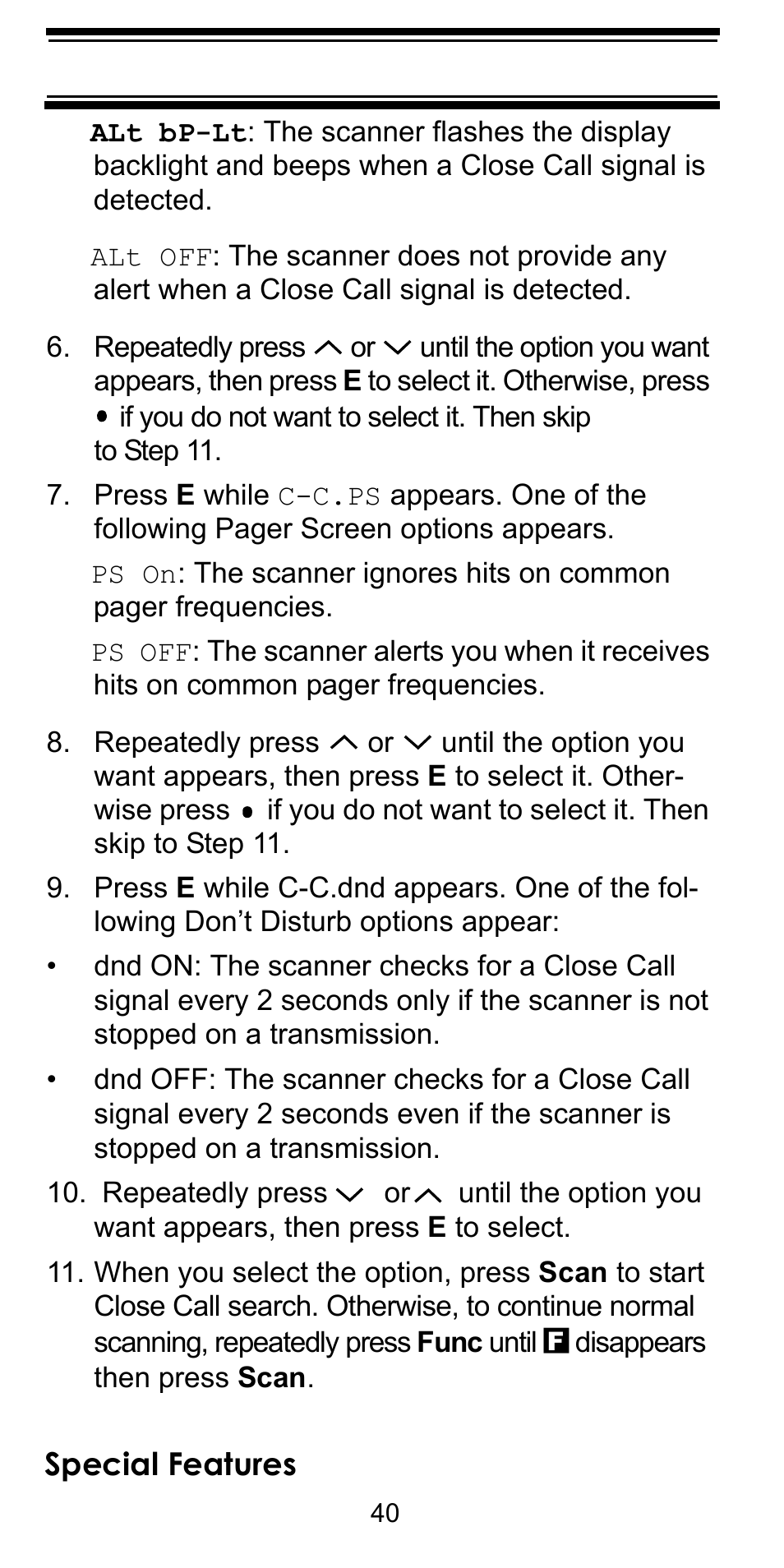 Special features | Uniden BEARCAT BC95XLT User Manual | Page 40 / 64
