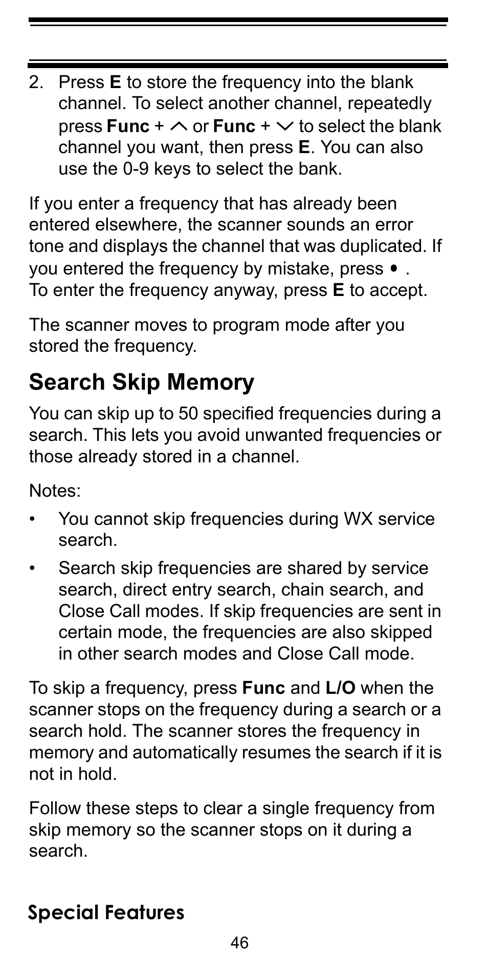 Search skip memory | Uniden BEARCAT BC95XLT User Manual | Page 46 / 64