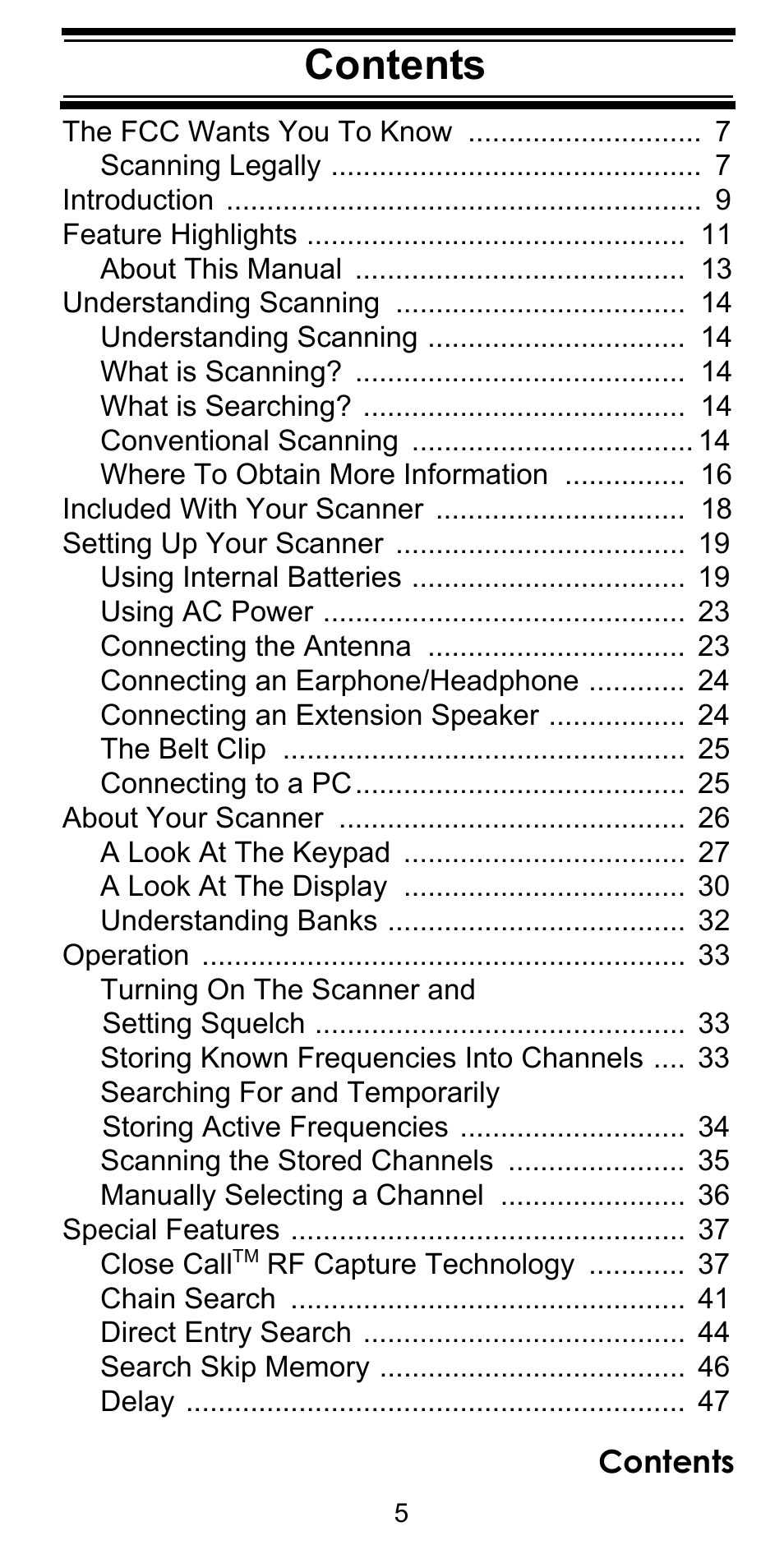 Uniden BEARCAT BC95XLT User Manual | Page 5 / 64